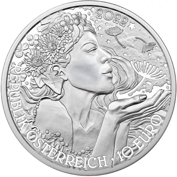 A virágok nyelvén - A pitypang 10 EUR 2022 ezüst pénzérme (normál veret)