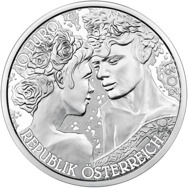 A virágok nyelvén - A rózsa 10 EUR 2021 ezüst pénzérme (normál veret)