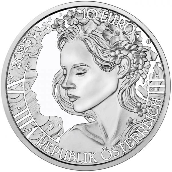 A virágok nyelvén - A nefelejcs 10 EUR 2023 ezüst pénzérme (normál veret)