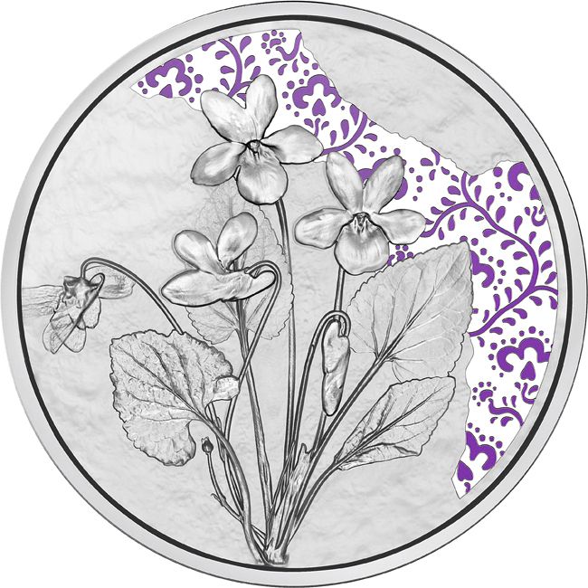 A virágok nyelvén - Az ibolya 10 EUR 2024 proof ezüst pénzérme