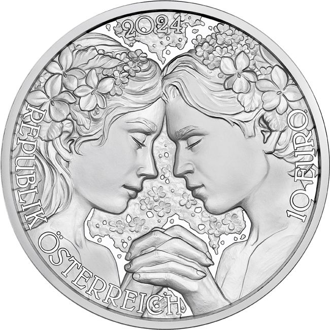 A virágok nyelvén - Az ibolya 10 EUR 2024 proof ezüst pénzérme