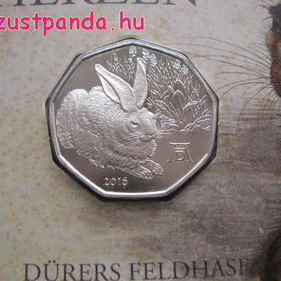 Dürer Mezei nyúl 5 EUR 2016 ezüst pénzérme