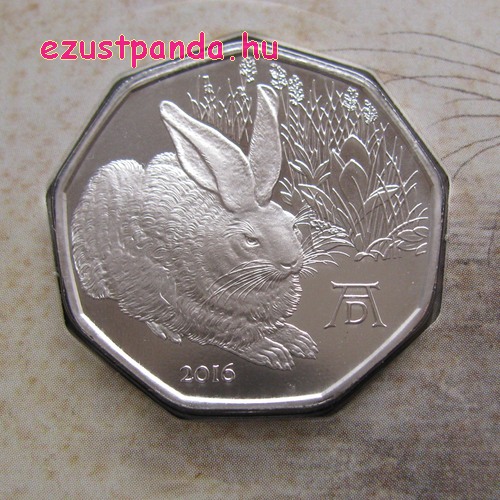 Dürer Mezei nyúl 5 EUR 2016 ezüst pénzérme