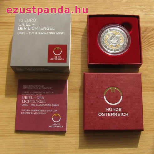Angyalok - Uriel angyal 10 EUR 2018 proof ezüst pénzérme Angyalok - Uriel angyal 10 EUR 2018 proof ezüst pénzérme