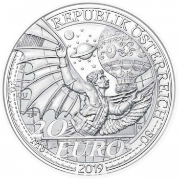 Az ég felé - A repülés álma 20 EUR 2019 proof ezüst pénzérme