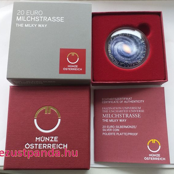 A Tejútrendszer 20 EUR 2021 osztrák proof ezüst pénzérme A Tejútrendszer 20 EUR 2021 osztrák proof ezüst pénzérme