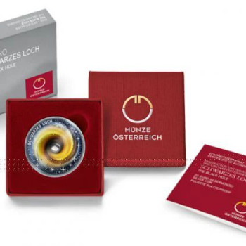 Fekete lyuk 20 EUR 2022 osztrák proof ezüst pénzérme 