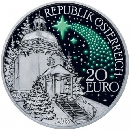 Csendes éj 20 EUR 2018 proof ezüst pénzérme