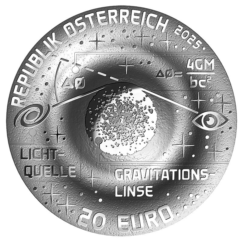 Einstein-gyűrű 20 EUR 2025 osztrák proof ezüst pénzérme 