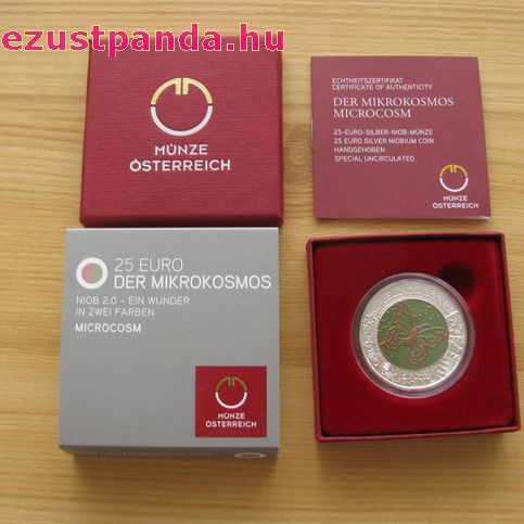 Mikrokozmosz (Mikrokosmos) 25 EUR 2017 ezüst-nióbium pénzérme Mikrokozmosz (Mikrokosmos) 25 EUR 2017 ezüst-nióbium pénzérme
