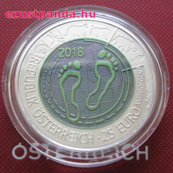 Antropocén (Anthropozän) 25 EUR 2018 ezüst-nióbium pénzérme