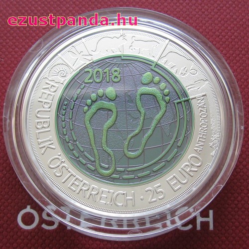 Antropocén (Anthropozän) 25 EUR 2018 ezüst-nióbium pénzérme Antropocén (Anthropozän) 25 EUR 2018 ezüst-nióbium pénzérme
