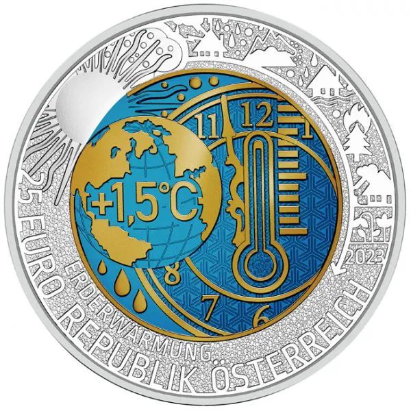 Globális felmelegedés - 25 EUR 2023 ezüst-nióbium pénzérme
