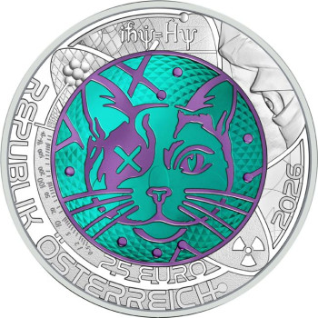 Kvantumfizika 25 EUR 2026 ezüst-nióbium pénzérme Kvantumfizika 25 EUR 2026 ezüst-nióbium pénzérme