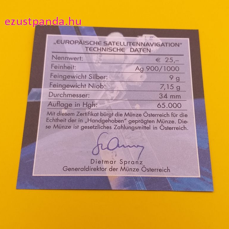 Műholdas navigáció (Satellitennavigation) 25 EUR 2006 ezüst-nióbium pénzérme