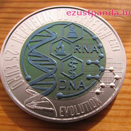 Evolúció (Evolution) 25 EUR 2014 ezüst-nióbium pénzérme