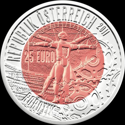 Robotika (Robotik) 25 EUR 2011 ezüst-nióbium pénzérme