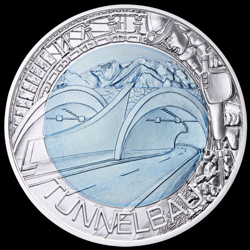 Alagútfúrás (Tunnelbau) 25 EUR 2013 ezüst-nióbium pénzérme Alagútfúrás (Tunnelbau) 25 EUR 2013 ezüst-nióbium pénzérme