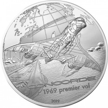 Concorde 50 éves 2019 francia proof ezüst pénzérme