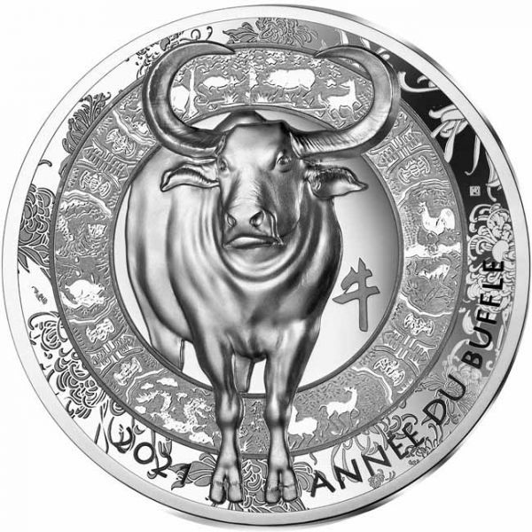 Bivaly éve 2021 francia 1 uncia proof high-relief ezüst pénzérme