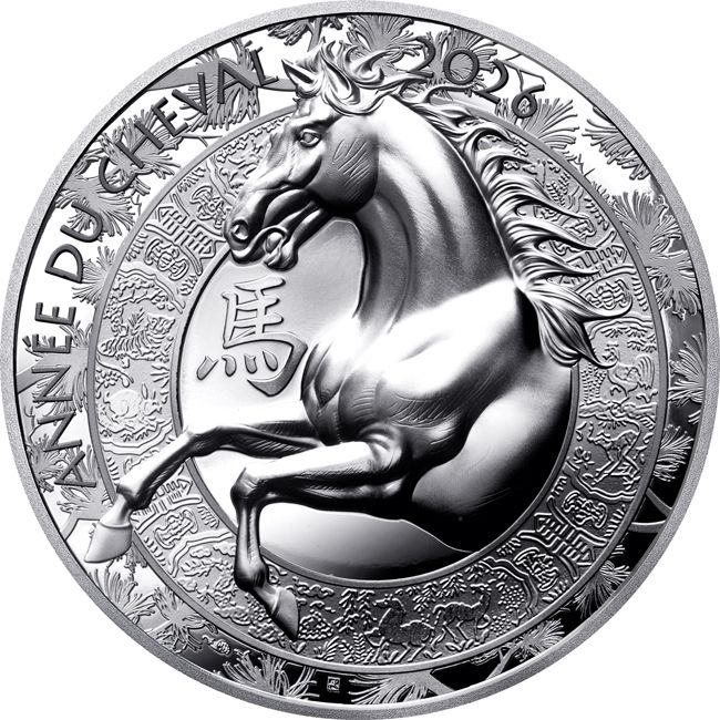 Ló éve 2026 francia 1 uncia 20 EUR proof high-relief ezüst pénzérme