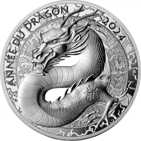 Sárkány éve 2024 francia 10 EUR proof ezüst pénzérme Sárkány éve 2024 francia 10 EUR proof ezüst pénzérme