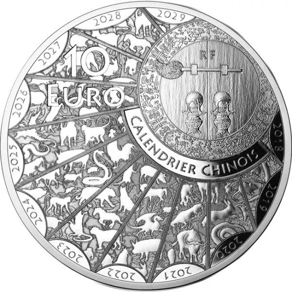 Sárkány éve 2024 francia 10 EUR proof ezüst pénzérme Sárkány éve 2024 francia 10 EUR proof ezüst pénzérme