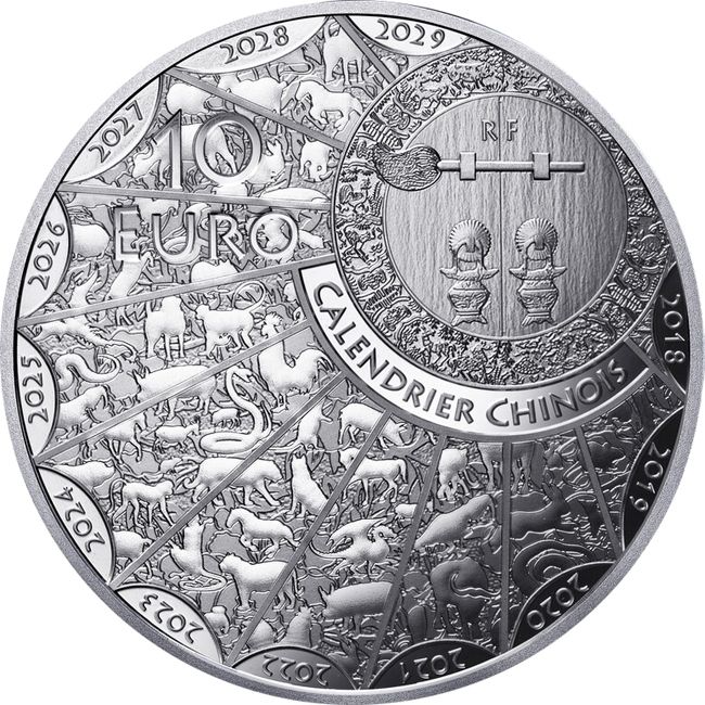 Kígyó éve 2025 francia 10 EUR proof ezüst pénzérme