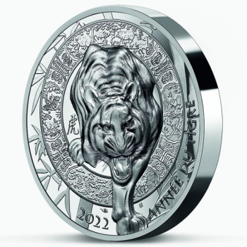 Tigris éve 2022 francia 1 uncia proof high-relief ezüst pénzérme