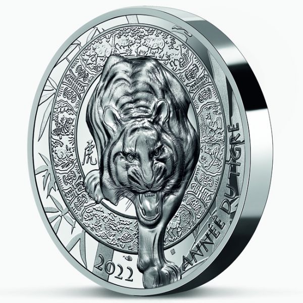 Tigris éve 2022 francia 1 uncia proof high-relief ezüst pénzérme