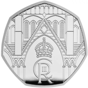 III. Károly koronázása 2023 brit 50 penny proof ezüst pénzérme díszdobozban 