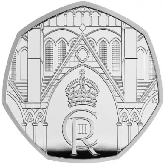III. Károly koronázása 2023 brit 50 penny proof ezüst pénzérme díszdobozban III. Károly koronázása 2023 brit 50 penny proof ezüst pénzérme díszdobozban