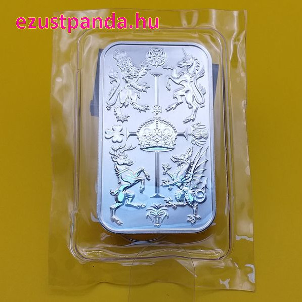 Ezüstrúd III. Károly koronázására 1 uncia brit Royal Mint Ezüstrúd III. Károly koronázására 1 uncia brit Royal Mint