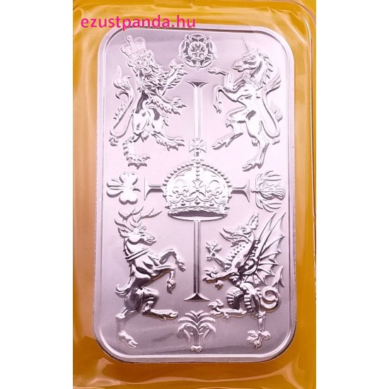 Ezüstrúd III. Károly koronázására 1 uncia brit Royal Mint Ezüstrúd III. Károly koronázására 1 uncia brit Royal Mint