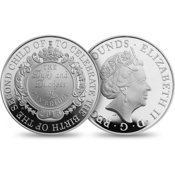 Újszülött a brit királyi családban 2015 5 GBP ezüst pénzérme