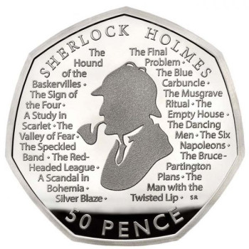 Sherlock Holmes 50p 2019 proof ezüst pénzérme