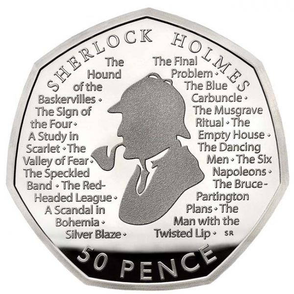 Sherlock Holmes 50p 2019 proof ezüst pénzérme
