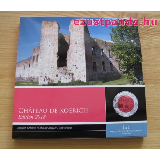 Koerich vára 5 EUR luxemburgi 2018 ezüst-nióbium pénzérme