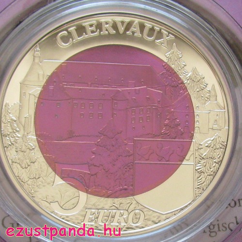 Clervaux vára 5 EUR luxemburgi 2016 ezüst-nióbium pénzérme