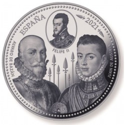A Lepantói csata 450. évfordulója spanyol 5 uncia proof ezüst pénzérme 