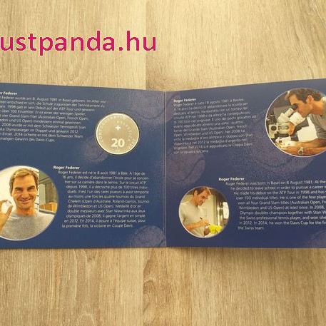 Roger Federer 2020 20 Franc svájci ezüst pénzérme dísztokban