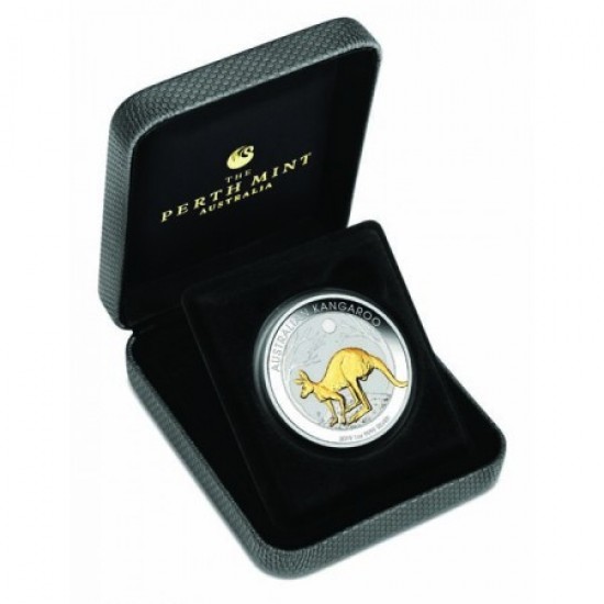 Kenguru 2019 1 uncia aranyozott ezüst pénzérme 999,9 finomságú