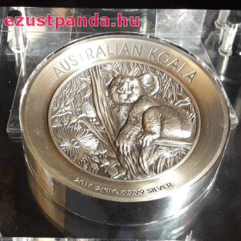 Koala 2018 2 kilogramm antikolt high-relief ezüst pénzérme