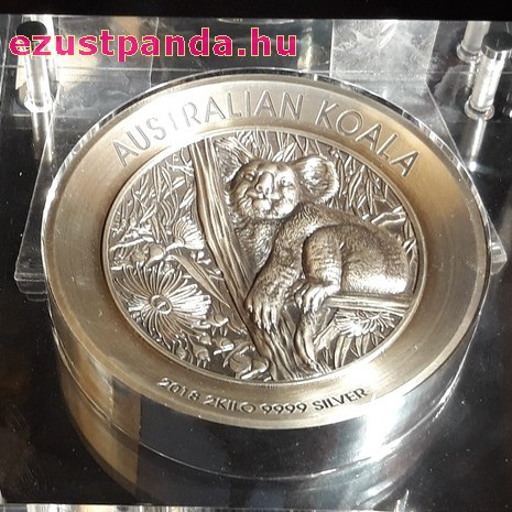 Koala 2018 2 kilogramm antikolt high-relief ezüst pénzérme