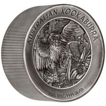 Kookaburra 2020 2 kilogramm antikolt high-relief ezüst pénzérme