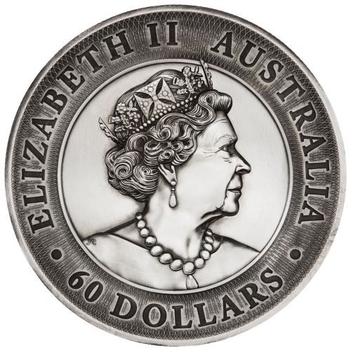 Kookaburra 2020 2 kilogramm antikolt high-relief ezüst pénzérme