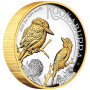Kookaburra 2023 2 uncia proof, high-relief aranyozott ausztrál ezüst pénzérme