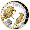Kookaburra 2023 2 uncia proof, high-relief aranyozott ausztrál ezüst pénzérme