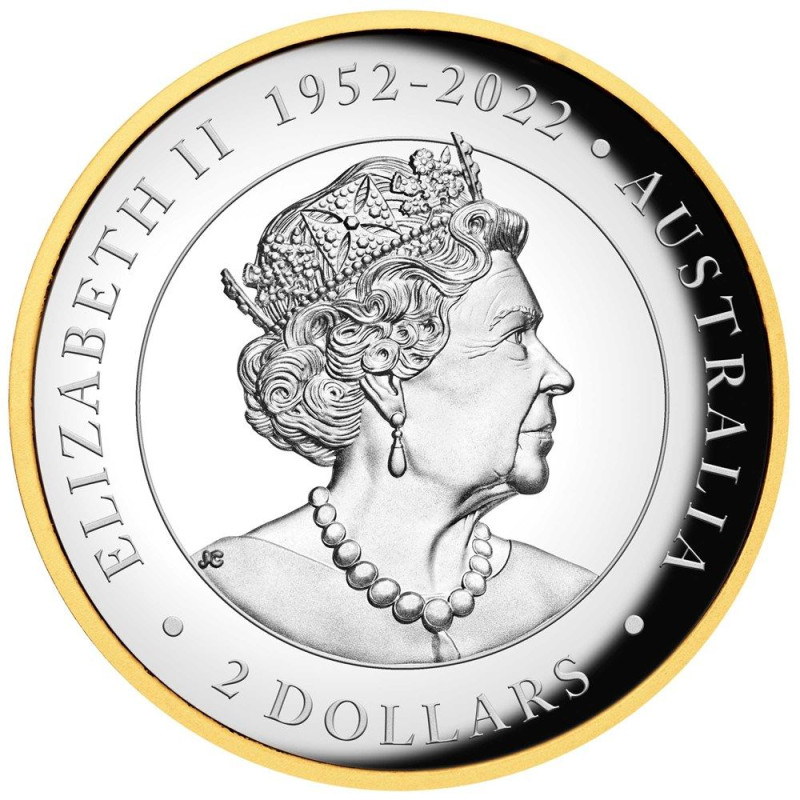 Kookaburra 2023 2 uncia proof, high-relief aranyozott ausztrál ezüst pénzérme