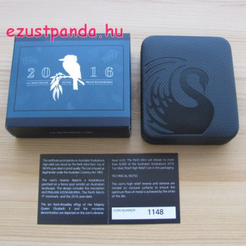 Kookaburra 2016 1 uncia high relief ezüst pénzérme